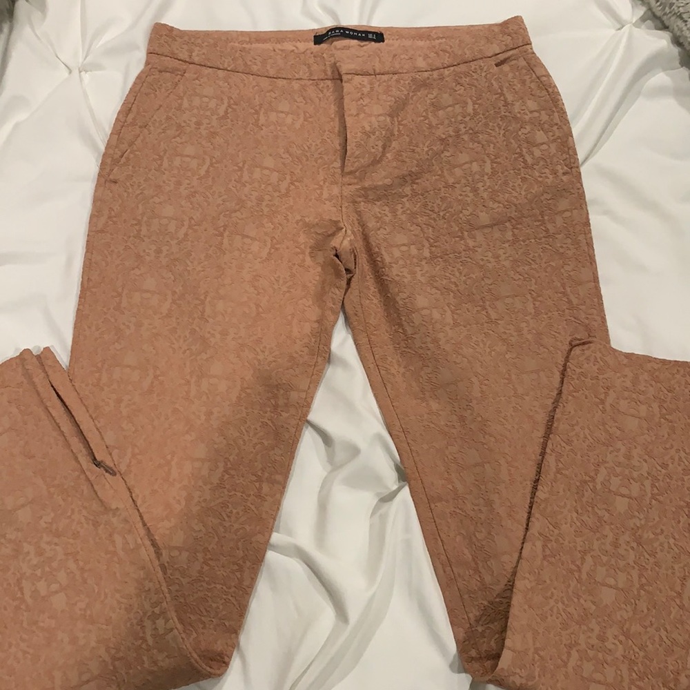 Zara Peach Textured Skinny Pants